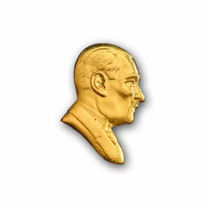 ATATURK BADGE, GOLD PLATED