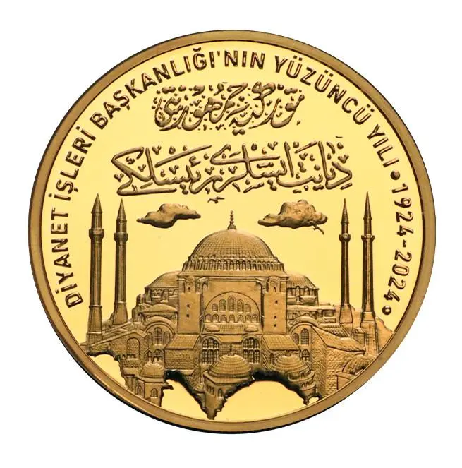 Diyanet İşleri Başkanlığı'nın 100. Yılı Gümüş Üzeri Altın Kaplama Hatıra Parası