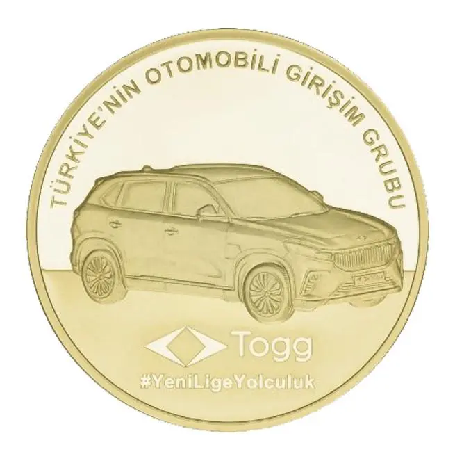 Türkiye'nin Otomobili Girişim Grubu Gümüş Üzeri Altın Kaplama Hatıra Parası 